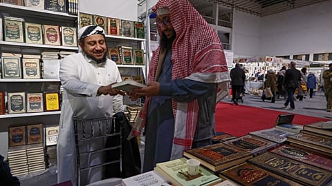 Visitor at the 57th Damascus International Book Fair, the first edition since the collapse of the Assad regime, Feb. 16, 2026