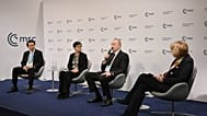 President of Azerbaijan Ilham Aliyev speaks during a panel discussion at the Munich Security Conference