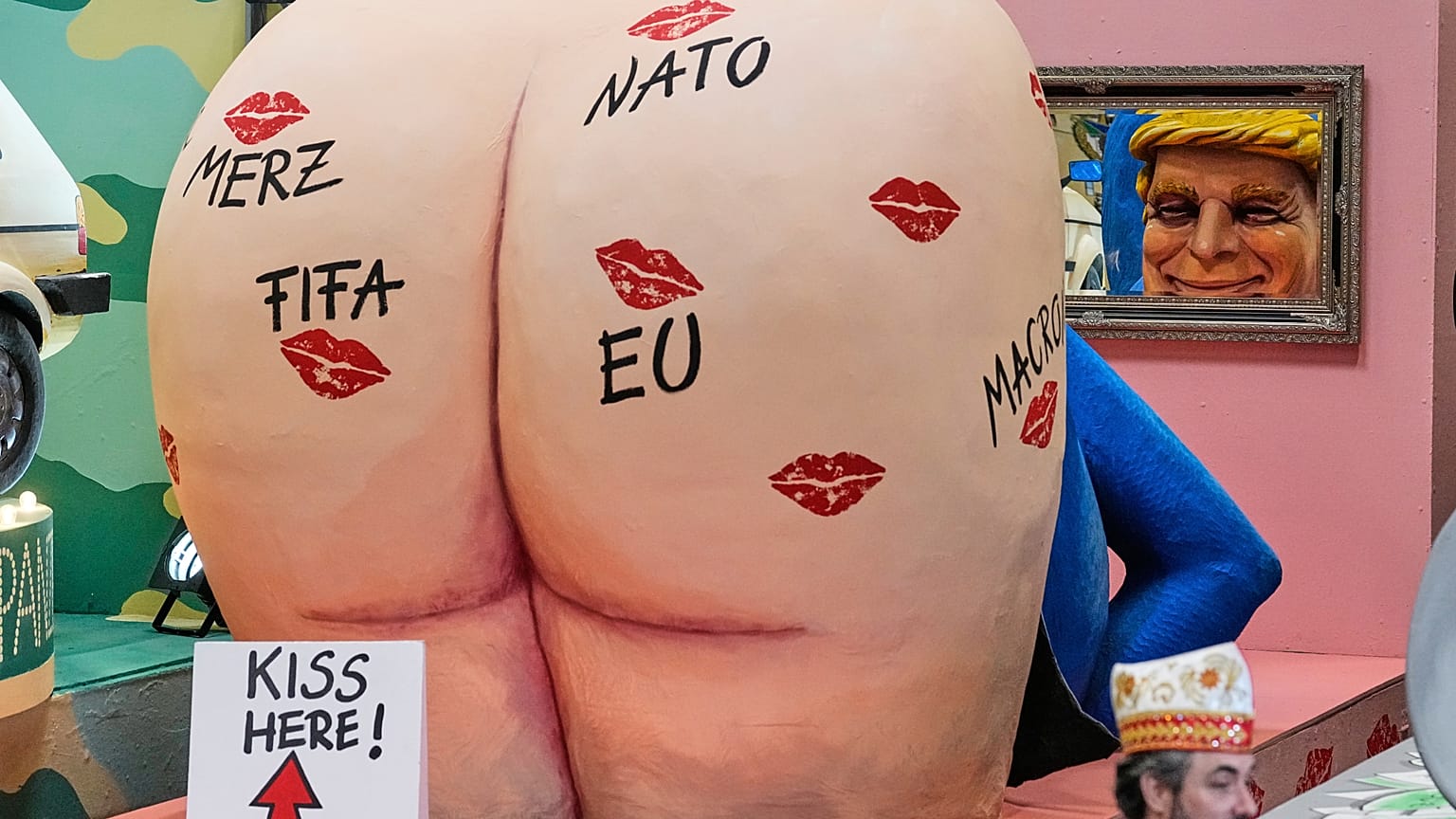 A carnival float depicts US President Donald Trump at the presentation of this year's satirical carnival floats for the Rose Monday Parade in Cologne