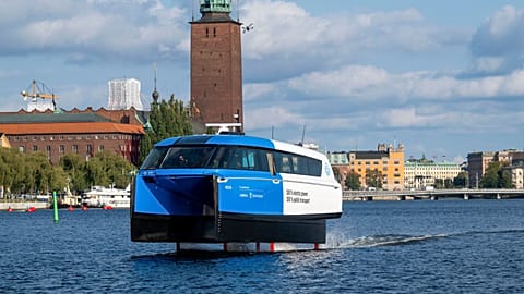 Stockholm’s ‘flying’ electric ferry slashes emissions by 94% and boosts passenger numbers.