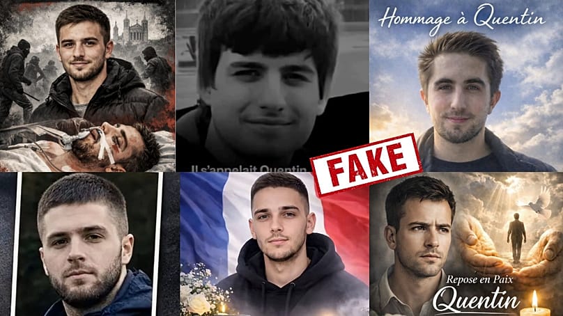 Compilation of misleading social media posts related to Quentin Deranque