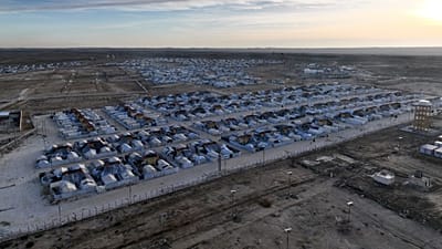 An aerial view shows the al-Hol camp in northeastern Syria's Hasakeh province, Syria, Wednesday, Jan. 21, 2026, after the withdrawal of the Syrian Democratic Forces (SDF)