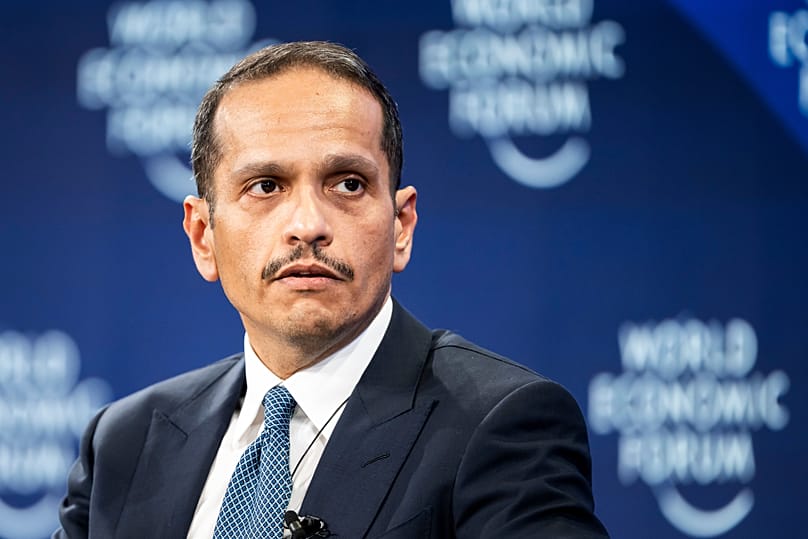 El primer ministro y ministro de Asuntos Exteriores de Qatar, el jeque Mohammed bin Abdulrahman bin Jassim Al-Thani, asiste al Foro Económico Mundial de Davos