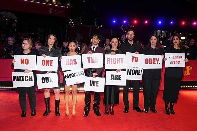Protests on the 2026 Berlinale red carpet