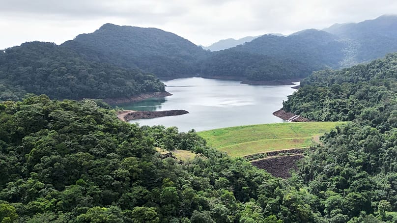 An aerial view of the Guma Dam, about a mile from Bio Barray in the Western Area Peninsula National Park, Sierra Leone, Wednesday, July 2, 2025. 