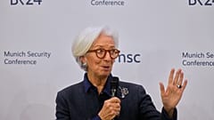 Avrupa Merkez Bankası Başkanı Christine Lagarde, 15 Şubat 2026 Pazar günü Almanya'nın Münih kentinde düzenlenen Münih Güvenlik Konferansı sırasında konuşuyor. 