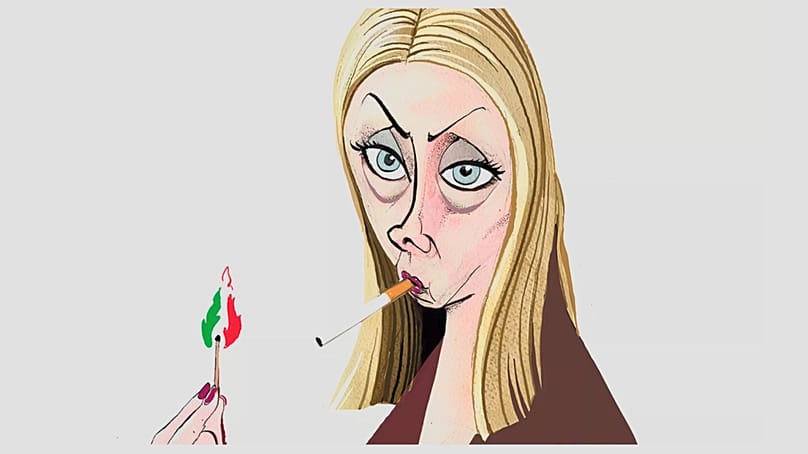 Meloni karikatúrája
