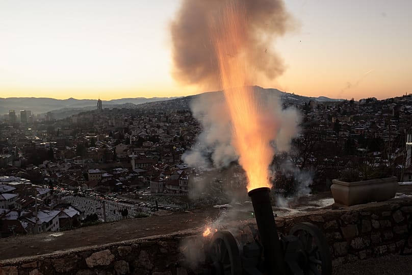 A cannon fires to mark the beginning of the holy month of Ramadan in Sarajevo, Bosnia
