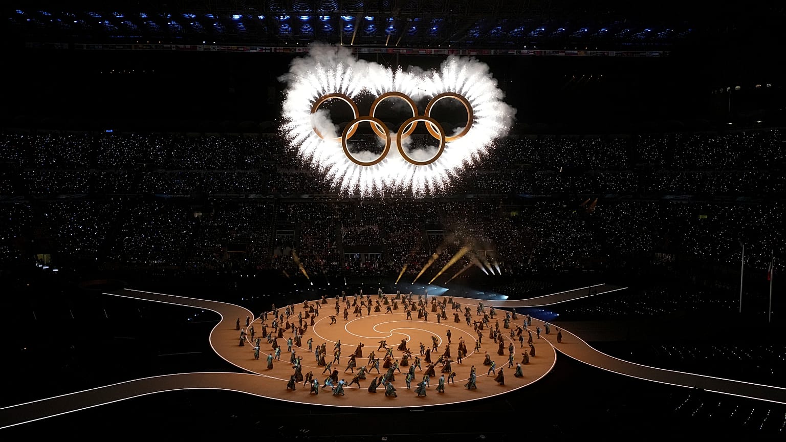 Uno dei momenti della cerimonia di apertura dei Giochi Invernali di MIlano Cortina 2026 