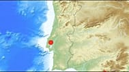 Mapa com zona onde foi sentido sismo em Portugal, 19 de fevereiro de 2026
