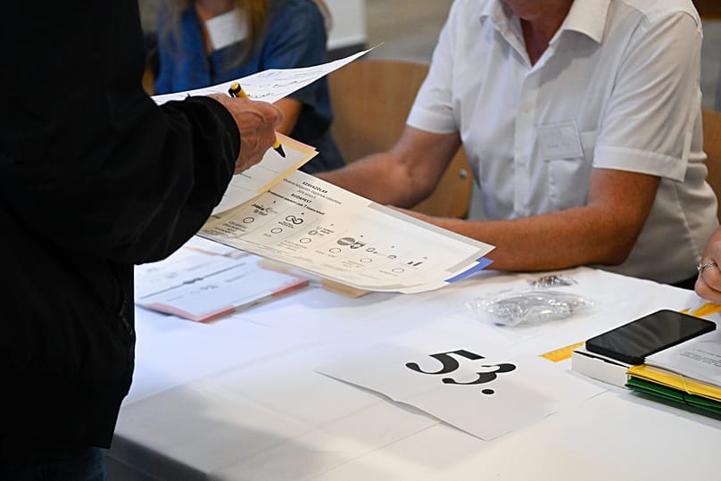 Szavazóhelyiség Budapesten az előző parlamenti választás napján - 2022. április 3.