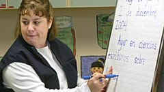 Profesora de español dando clase en Estados Unidos