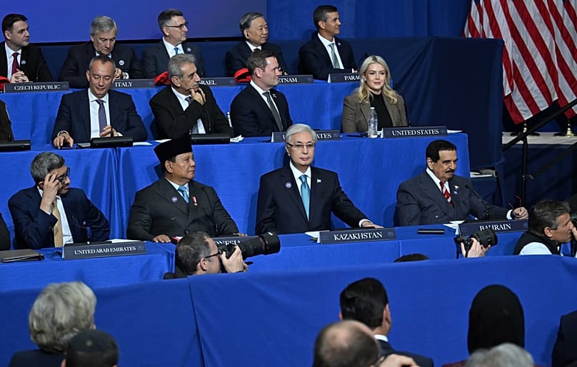 President of Kazakhstan, Kassym-Jomart Tokayev, among other leaders in the inaugural meeting of the Board of Peace 