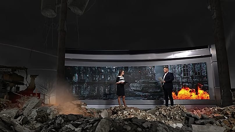 Στιγμιότυπο από το πρόγραμμα της ουγγρικής κρατικής τηλεόρασης "Η φρίκη του πολέμου