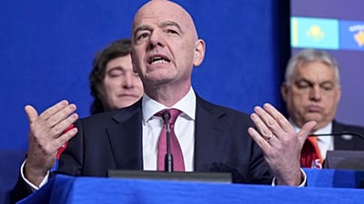 Gianni Infantino, presidente de la FIFA, en la reunión del Consejo de Paz del Instituto de la Paz de Estados Unidos, celebrada el jueves 19 de febrero de 2026 en Washington