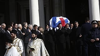 Η σορός της Ακαδημαϊκού, Ελένης Γλύκατζη-Αρβελέρ βγαίνει από την Μητρόπολη Αθηνών μετά την εξόδιο ακολουθία, Παρασκευή 20 Φεβρουαρίου 2026. Τη Δευτέρα 16 Φεβρουαρίου 2026,