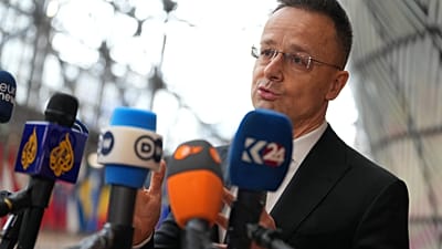 Hungarian foreign minister addresses the press in Brussels 