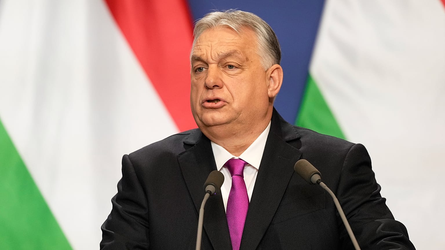 Prime Minister Orban awaits a press conference in Budapest, Hungary
