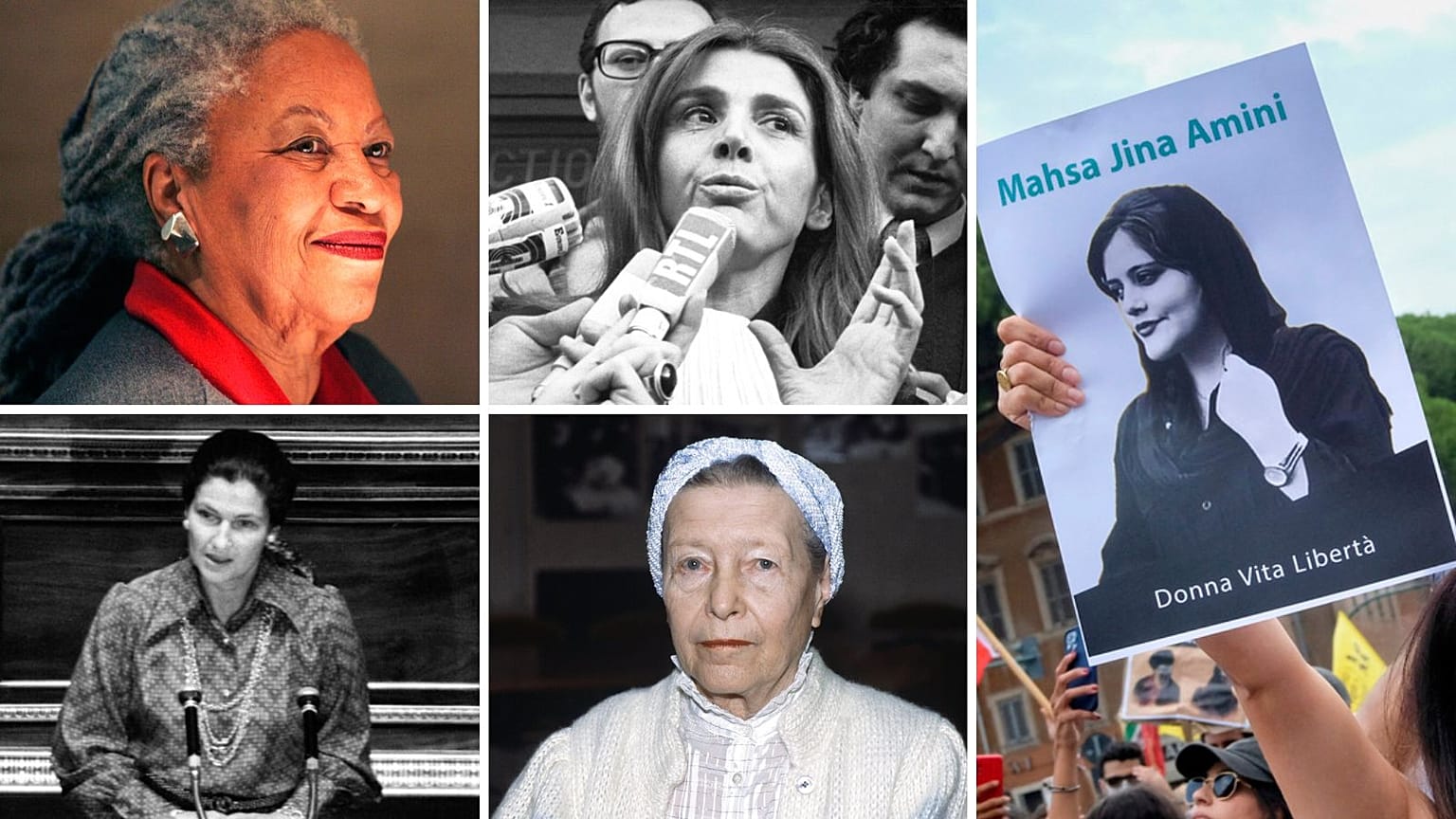 Toni Morrison, Gisèle Halimi, Mahsa Amini, Simone Veil, Simone de Beauvoir