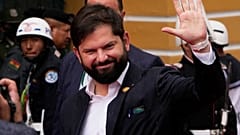 Gabriel Boric, en Bolivia durante una visita oficial