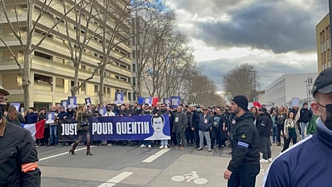 The march crosses the southern part of Lyon's 7th arrondissement on 21 February 2026.