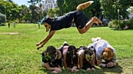 A youth jumps over other therians, people who say they identify as non-human animals, during a gathering in Buenos Aires, Argentina, 22 Feb 2026