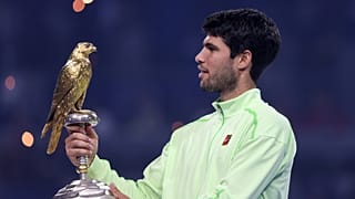Carlos Alcaraz lifts trophy after winning 2026 Qatar Open title