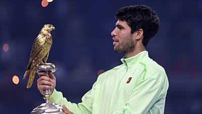 Carlos Alcaraz lifts trophy after winning 2026 Qatar Open title