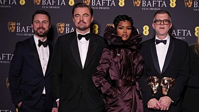 From left: Andy Jurgensen, Leonardo DiCaprio, Teyana Taylor and Paul Thomas Anderson at the 79th British Academy Film Awards, London 22 Feb 2026