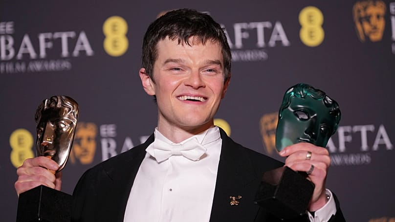 Robert Aramayo with the EE rising star award and the award for leading actor for 'I Swear' at the BAFTA's in London 22 Feb 2026 