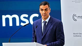 Sánchez interviene durante la reciente Conferencia de Seguridad de Munich el pasado 14 de febrero de 2026.