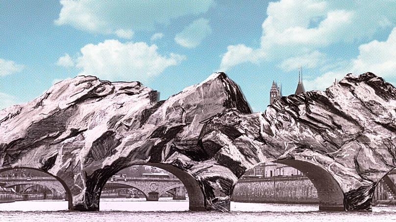Drawing plan: a draft of the Pont Neuf Cavern project, collage 2026