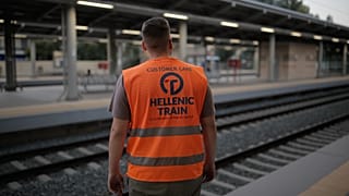 Εργαζόμενος της Hellenic Train στον Σταθμό Λαρίσης