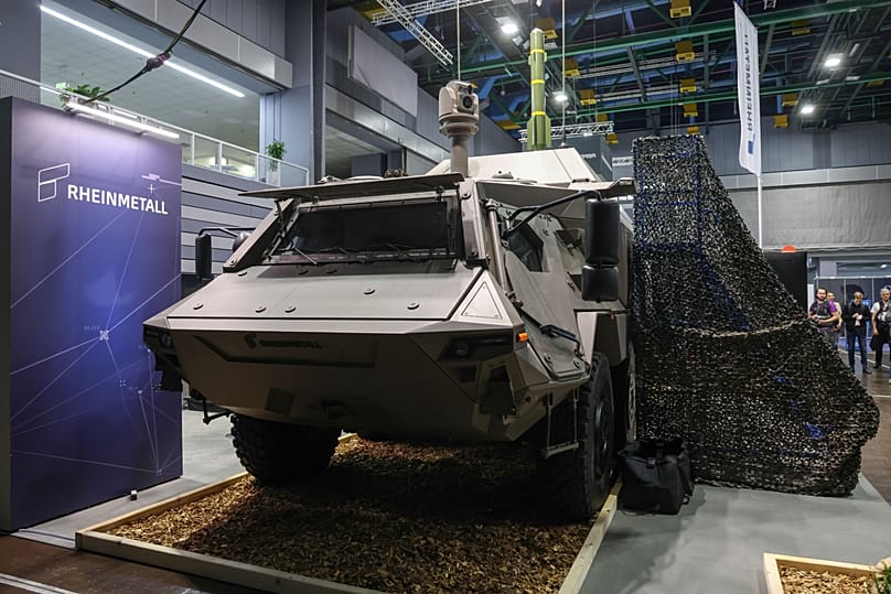 Das Rüstungsunternehmen Rheinmetall präsentiert die neue Generation seines Panzers auf der Enforce Tac.