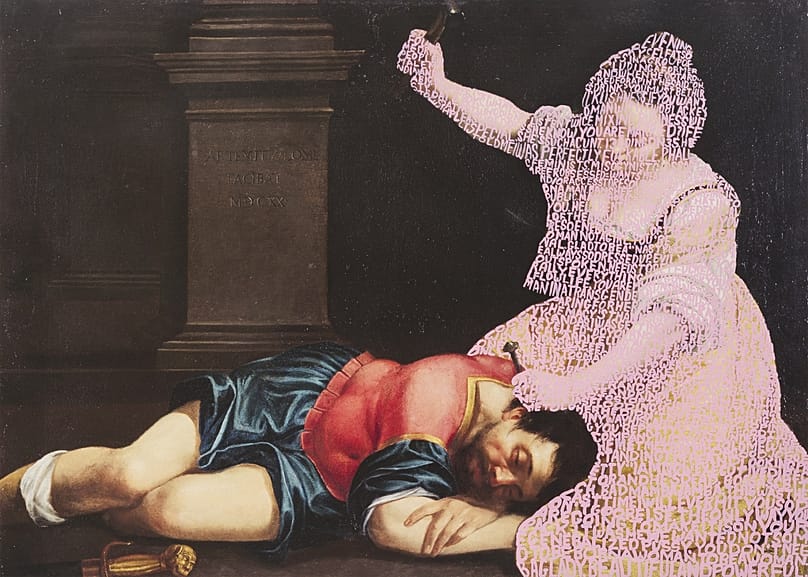 Betty Tompkins, Women Words Painting (Artemisia Gentileschi #2), 2024. 