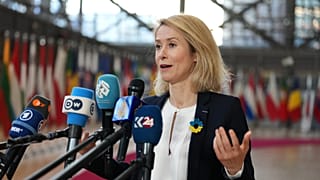 كايا كالاس، مسؤولة السياسة الخارجية في الاتحاد الأوروبي، تتحدث إلى وسائل الإعلام في مبنى المجلس الأوروبي - بروكسل، الاثنين 23 فبراير 2026.