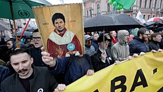 Manifestation contre une tentative de blocage de l'application en Russie, à Saint-Pétersbourg, le 1er mai 2018.