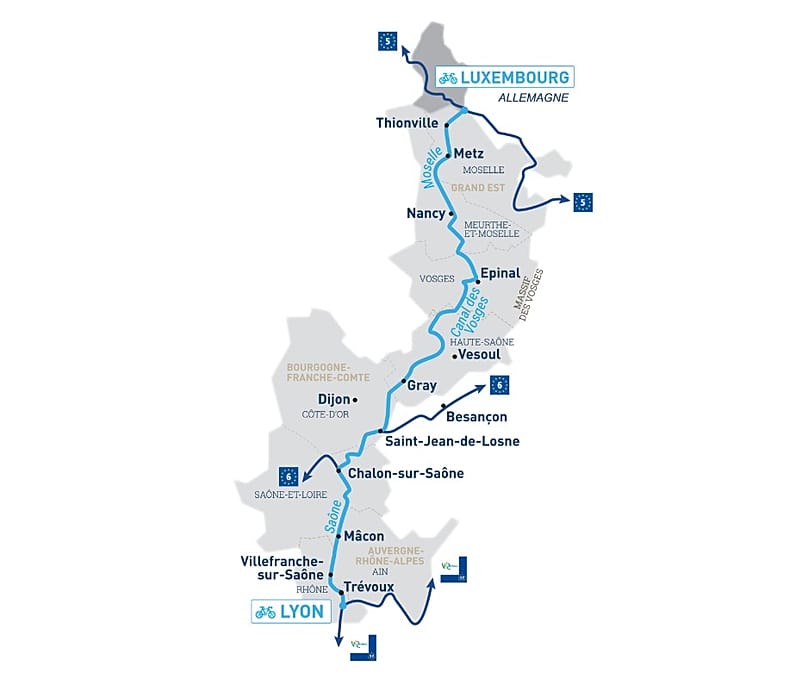 The 700km-long La Voie Bleue cycling route was launched in June 2020