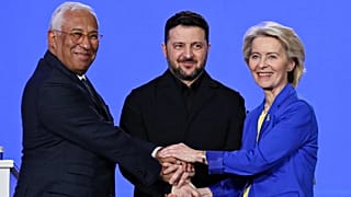 Costa, Zelenskyy e von der Leyen estiveram juntos esta terça-feira em Kiev, para assinalar quatro anos de guerra