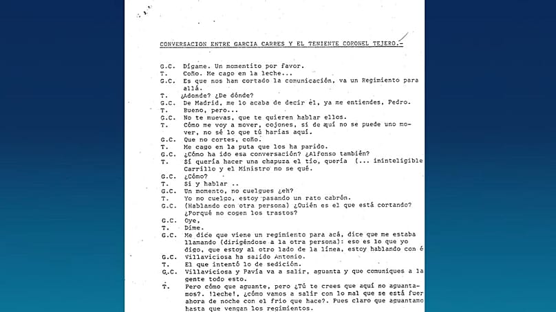 "Vamos para allá", mensaje entre Tejero y García Carres.