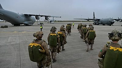 1,000 paratroopers take part in Orion-26 military exercise in Boulay-les-Barres, France.