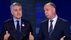 Die Europaabgeordneten Petras Auštrevičius (Renew Europe) und Aurelijus Veryga (ECR)