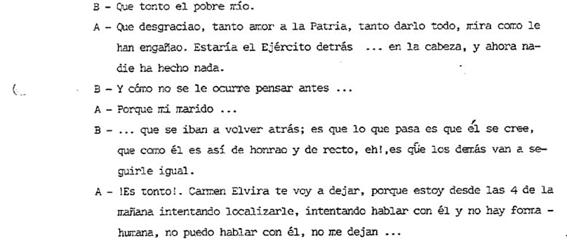 Captura de pantalla de las conversaciones transcritas y desveladas por el Gobierno