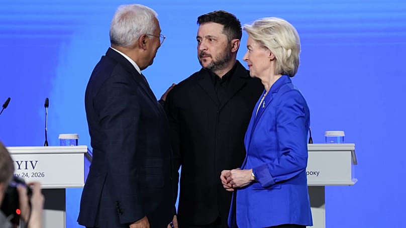 Volodymyr Zelenskyy hosted EU leaders on Tuesday.
