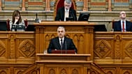 Hungarian Prime Minister Viktor Orbán delivers a speech during the first plenary sitting of the spring session of parliament in Budapest, Hungary, Monday, Feb. 23, 2026.
