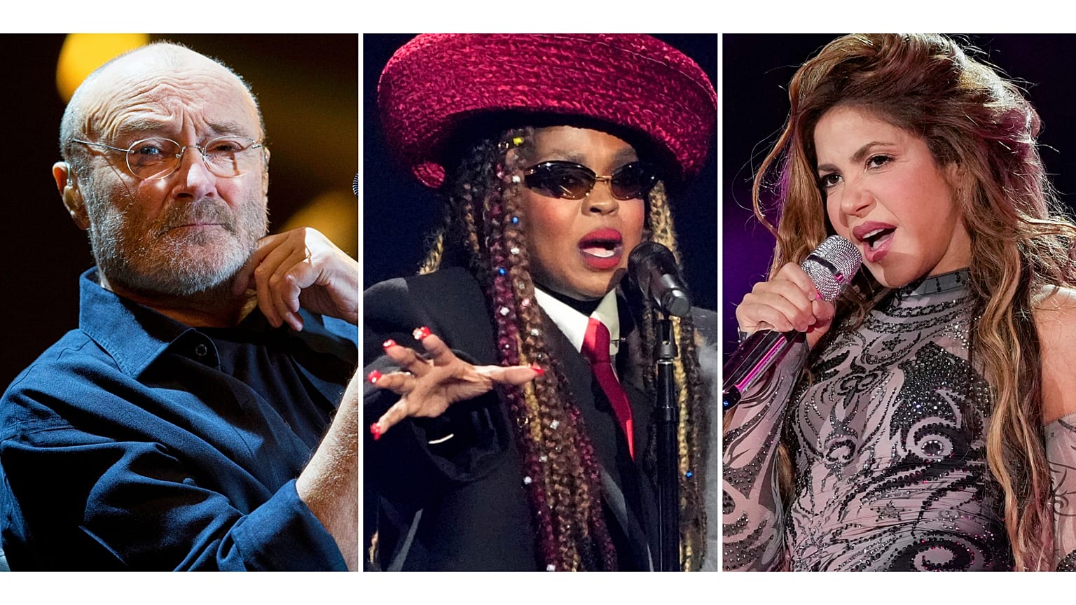 Phil Collins, Lauryn Hill and Shakira 
