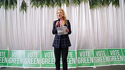 Green Party candidate for the Gorton and Denton by-election Hannah Spencer speaks in Manchester, England.