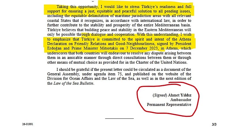 Η επιστολή της Τουρκίας κατά Ελλάδας, Κύπρου και Αιγύπτου