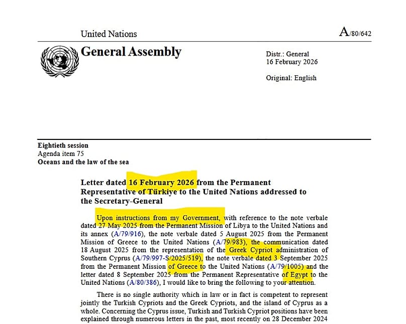 Η επιστολη της Τουρκίας στο ΟΗΕ κατά Ελλάδας, Κύπρου και Αιγύπτου