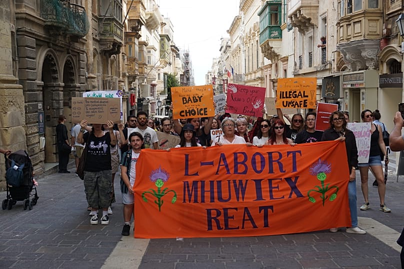 Pro-abortion rally in Valletta on the International Safe Abortion Day, Dec. 28, 2025. Valletta, Malta.